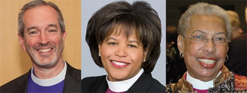 From left: Bishop Alan M. Gates, Bishop Gayle Harris, Bishop Barbara Harris
